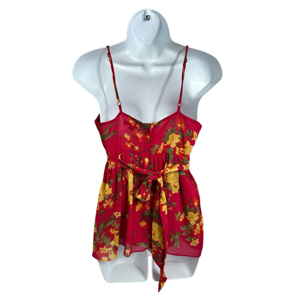 Vintage Y2K 2000s Forever 21 Floral Blouse Sz M Sleeveless V-Neck Top Sleeveless - Picture 4 of 5